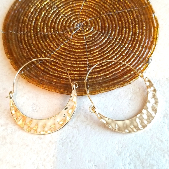 3 for $15 Textured Gold Hoop Earrings - Picture 1 of 5